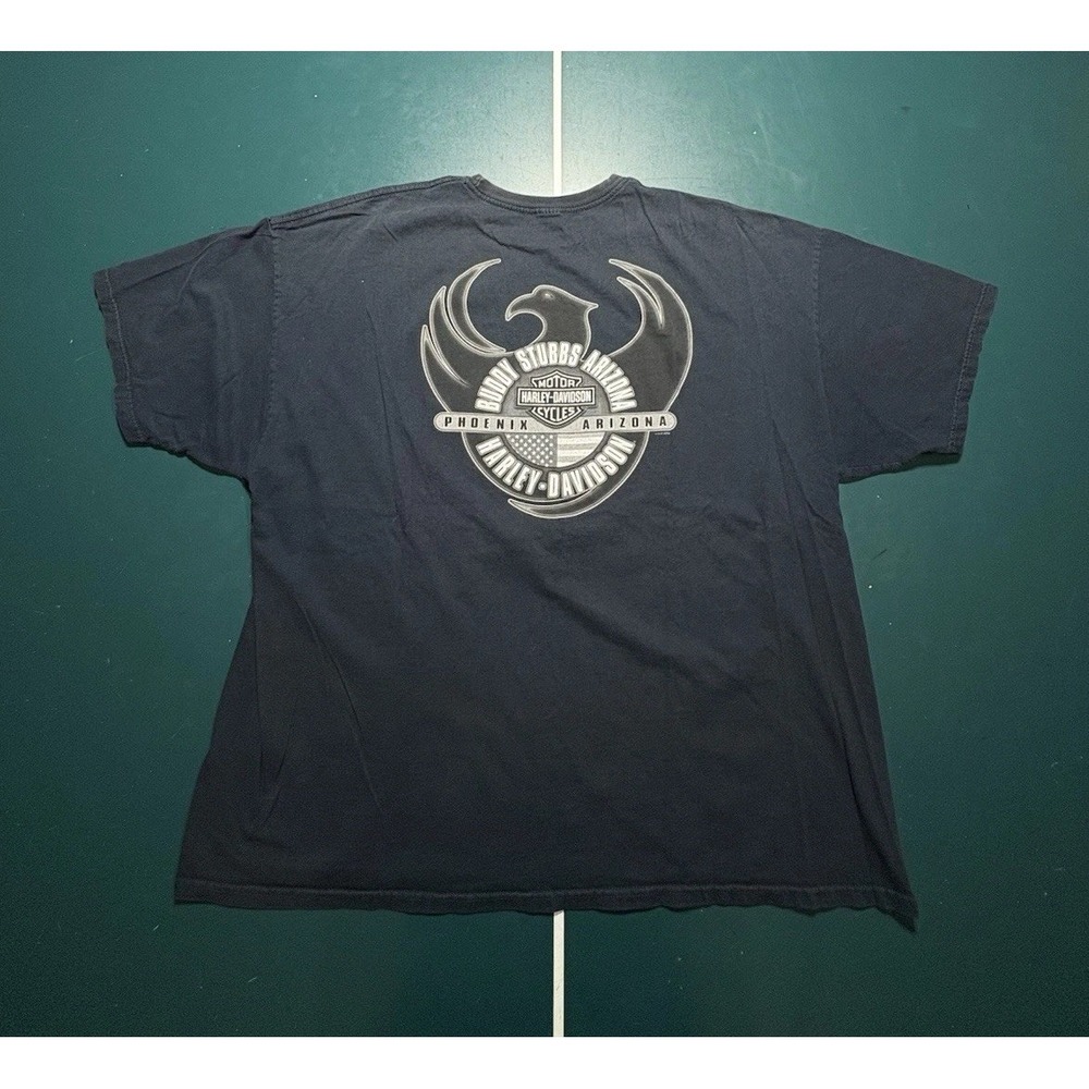 Harley Davidson T Shirt Men's 2XL Faded Black Chrome Eagle Motorcycle Wings